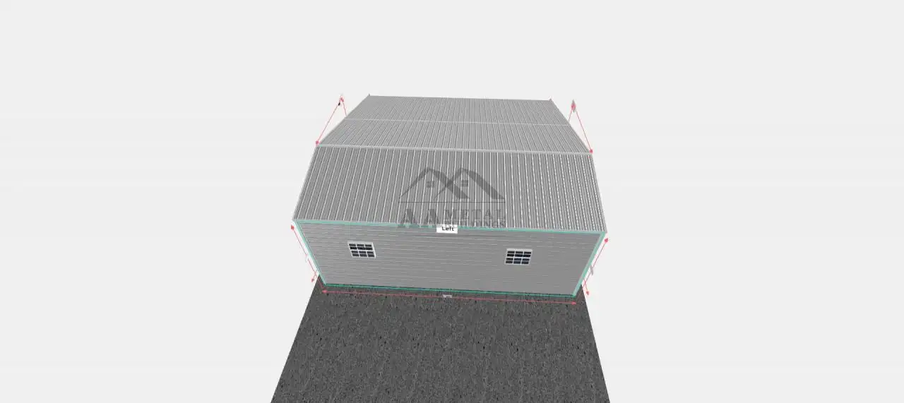 30x30 Vertical Roof Metal Garage with Lean-to