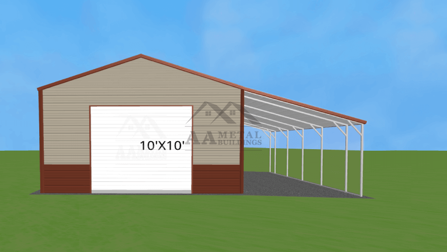 32x25 Steel Garage With Lean-to