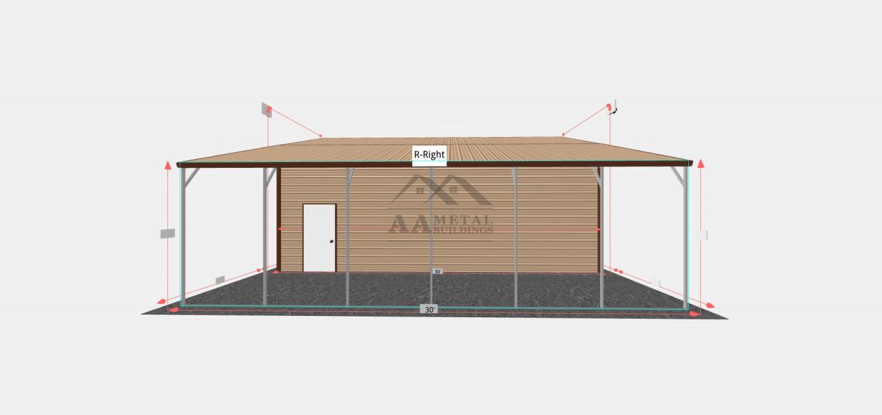 36x30 Commercial Building with Lean-to