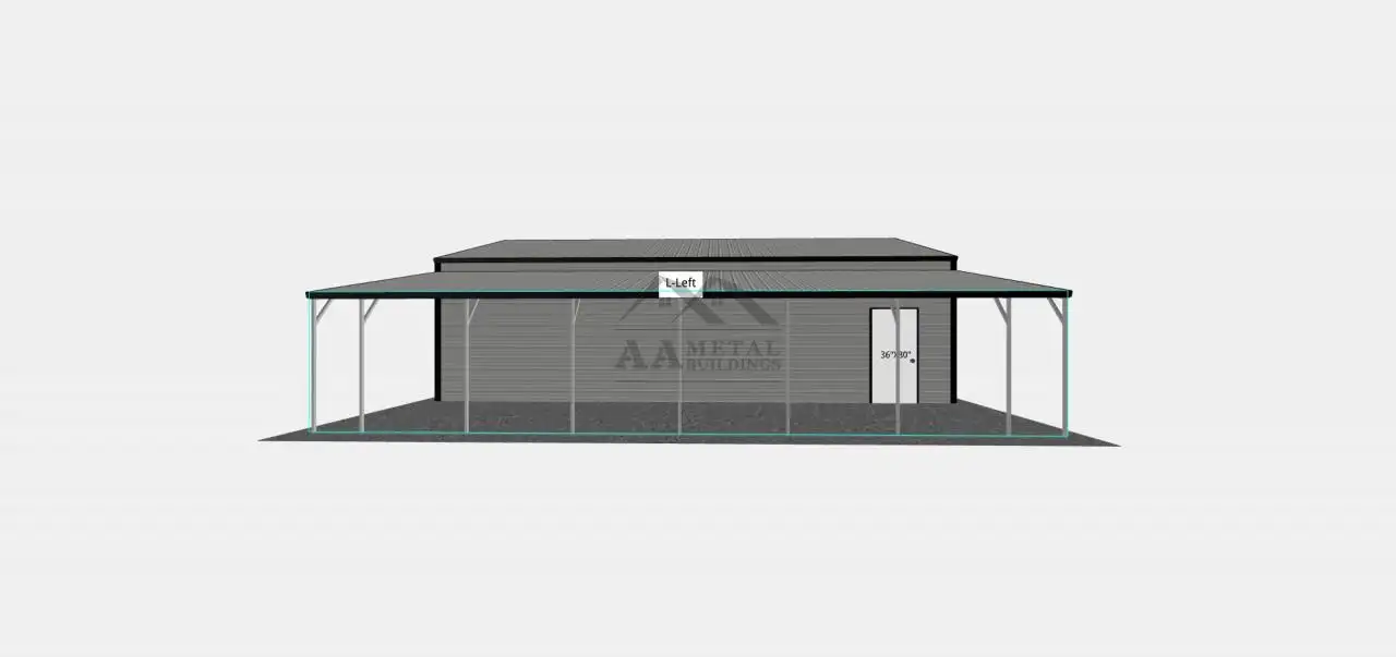 38x35 Metal Garage With Lean-to