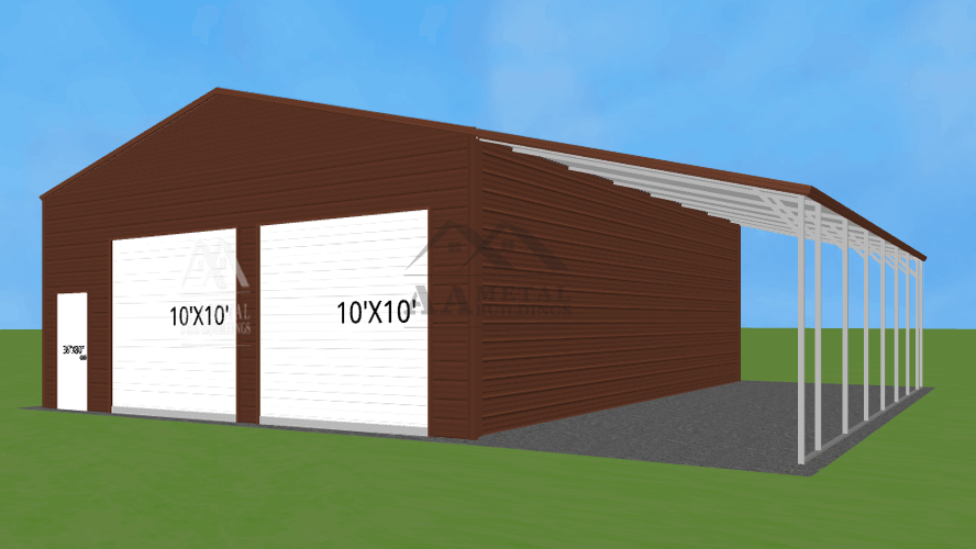 42x35 Double Garage With Lean-to