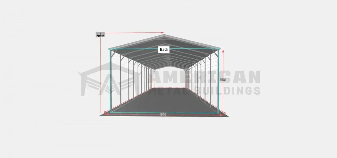 20x60 Vertical Roof Metal RV Carport