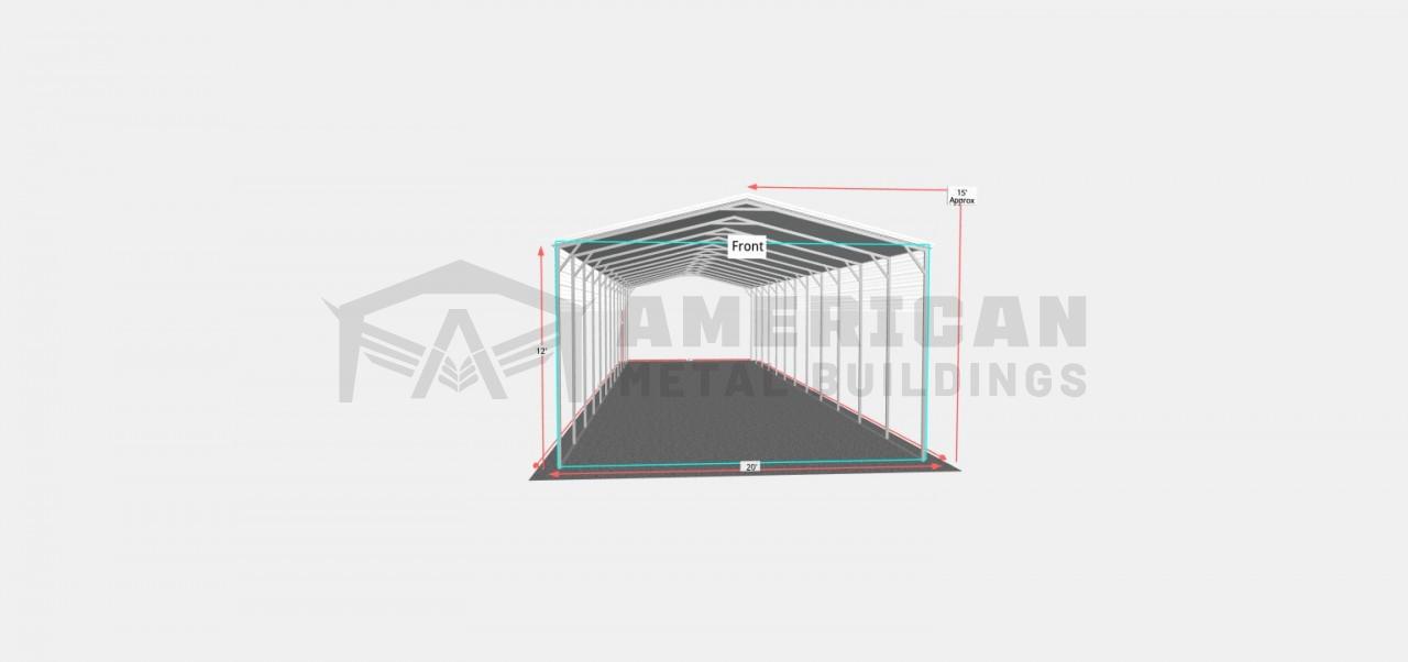 20x60 Vertical Roof Metal RV Carport