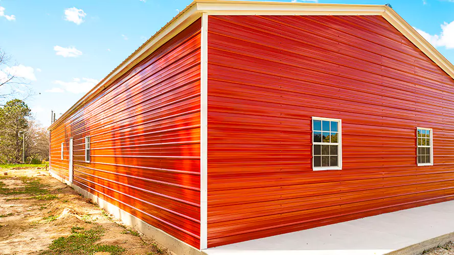 30x86x11 Red Barn Overhang Garage