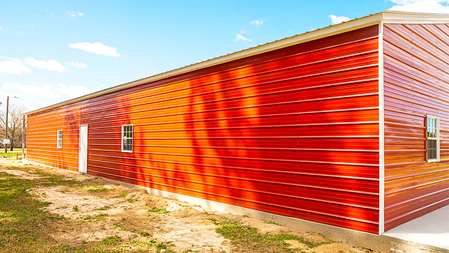 30x86x11 Red Barn Overhang Garage