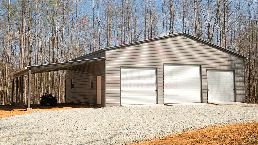 44x36x12/8 Vertical Roof Garage With Lean To