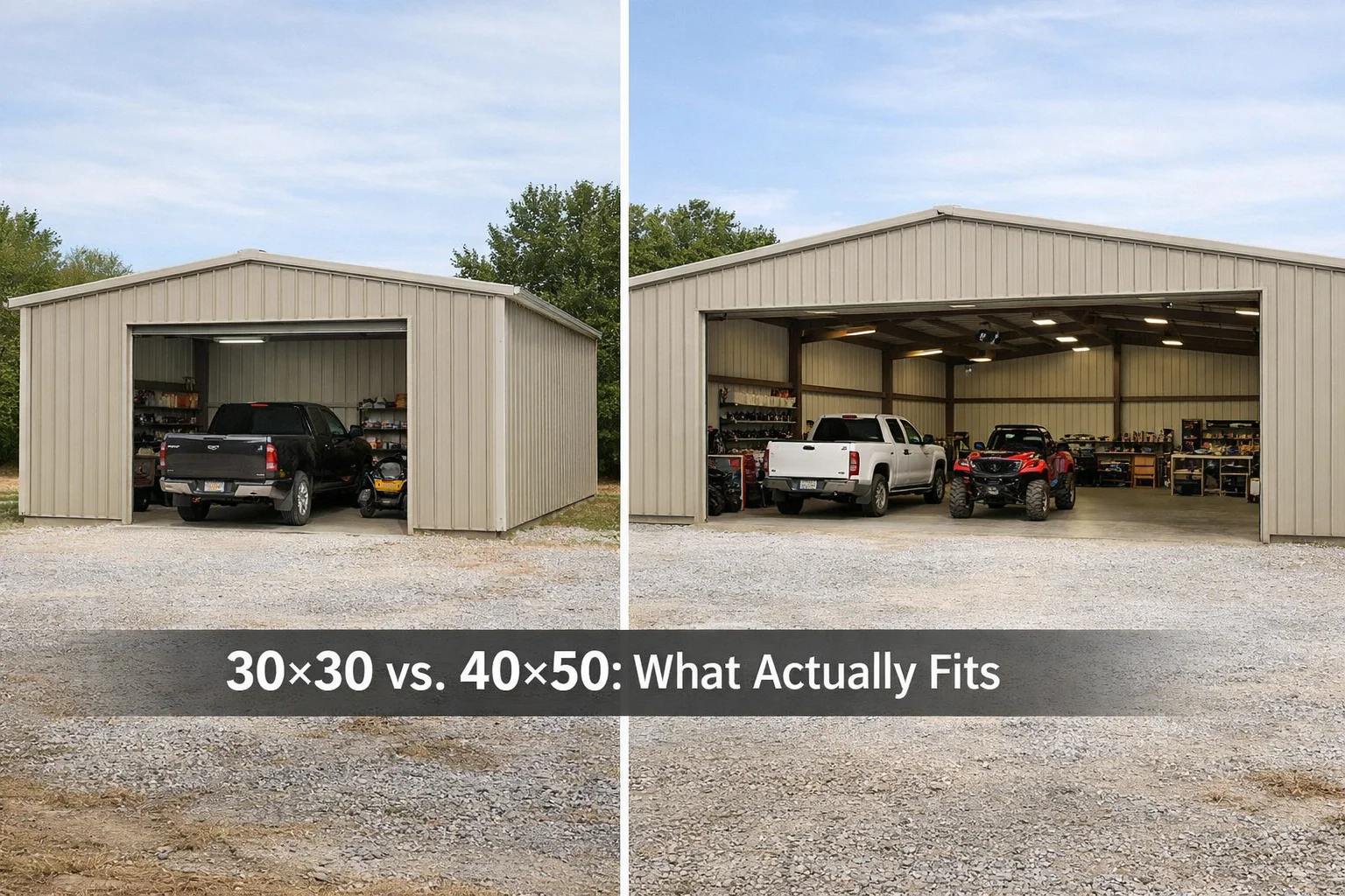 30×30 vs. 40×50 Metal Buildings: What Actually fits?